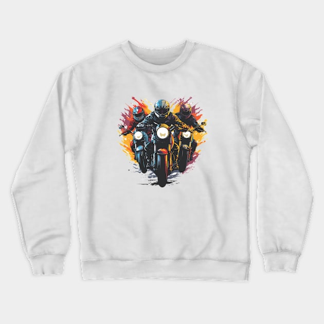 Colorful Bike Riders Crewneck Sweatshirt by Atul Khodaskar